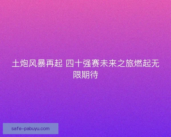 土炮风暴再起 四十强赛未来之旅燃起无限期待
